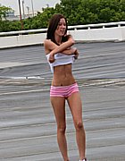 Amateur teen hottie Brooke Skye running topless outside