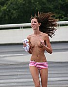 Amateur teen hottie Brooke Skye running topless outside